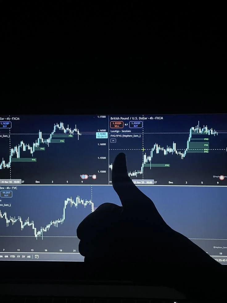 Abstract blue financial market data grid representing trading analytics